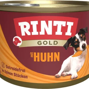 Finale Aktion Sparpaket 12 x 185 g Rinti Gold mit feinen Stückchen vom Huhn Hunde Nassfutter